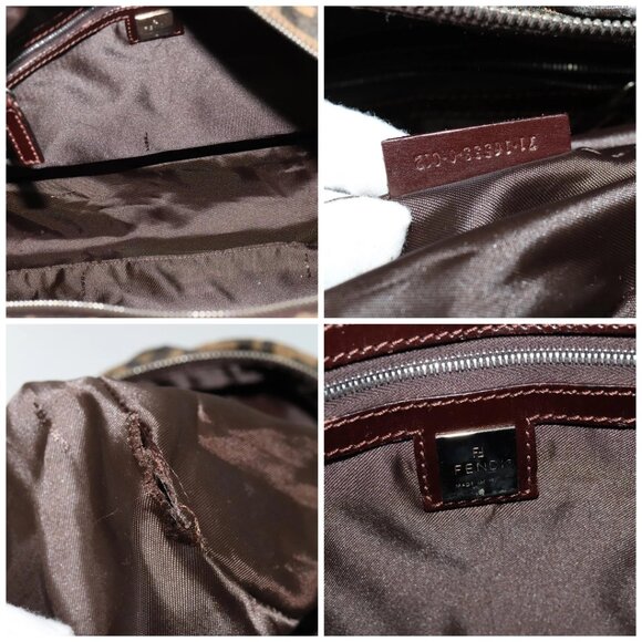 FENDI Zucca Canvas Hand Bag Black Brown Auth ar13658 - Picture 15 of 16
